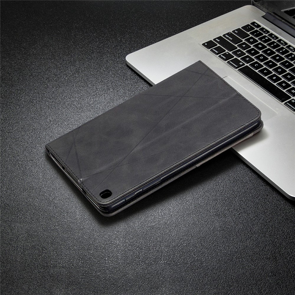 Estuche De Cuero Estela / Del Sueño Patrón Geométrico Para Samsung Galaxy Tab A 8.0 (2019) Con La Pluma S SM-P200 - Negro-8