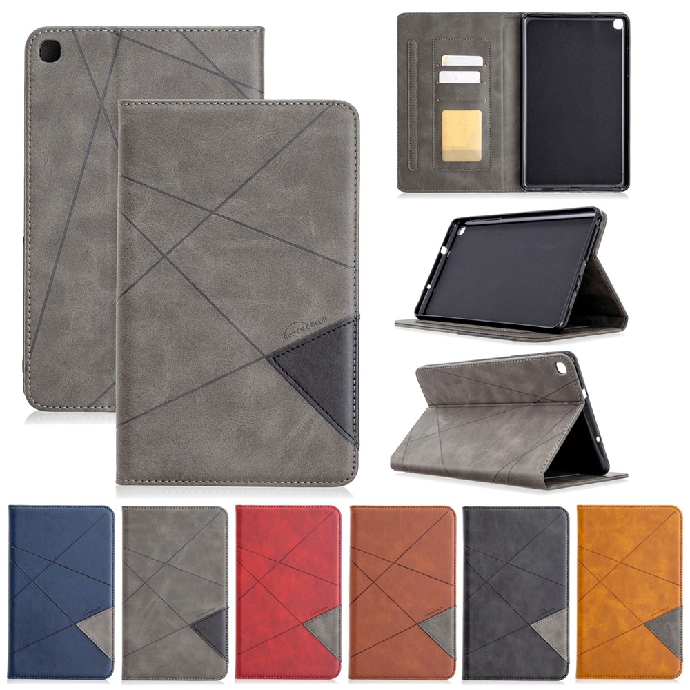 Estuche De Cuero Estela / Del Sueño Patrón Geométrico Para Samsung Galaxy Tab A 8.0 (2019) Con La Pluma S SM-P200 - Negro-9