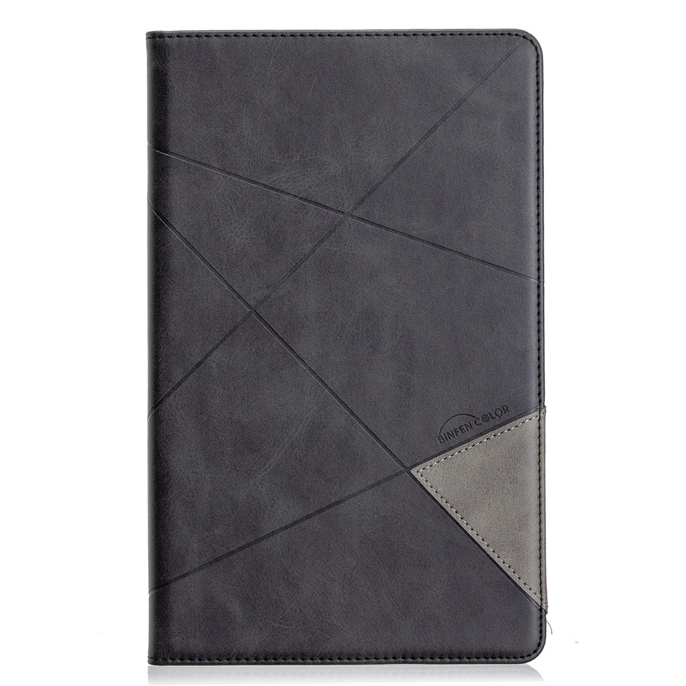 Couverture En Cuir Intelligente À Motif Géométrique Avec Emplacement De Carte Pour Samsung Galaxy Tab A 10.1 (2019) T510 - Noir