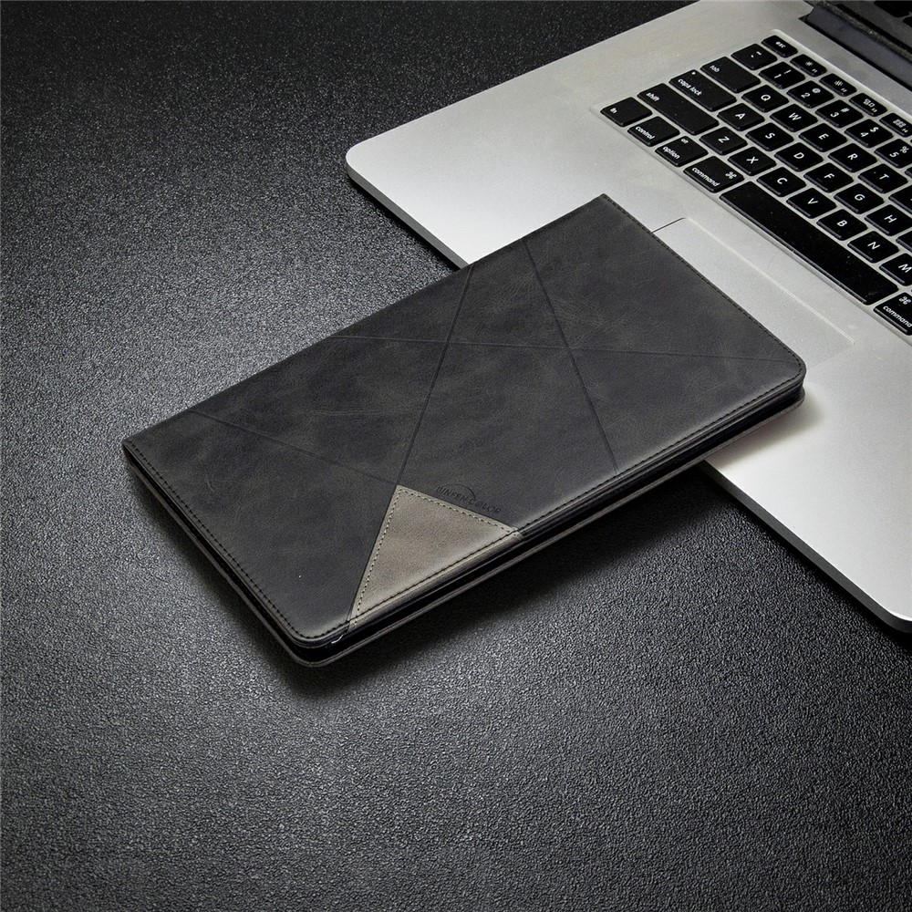 Padrão Geométrico Tampa De Couro Inteligente Com Ranhuras De Placa Para Guia De Galáxias Samsung Um 10,1 (2019) T510 - Preto-7
