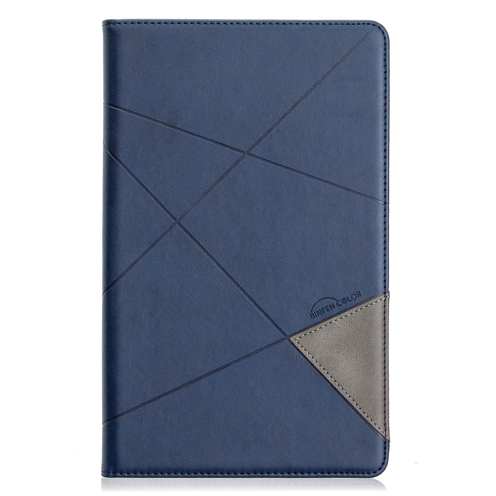 Couverture En Cuir Intelligente À Motif Géométrique Avec Emplacement De Carte Pour Samsung Galaxy Tab A 10.1 (2019) T510 - Bleu