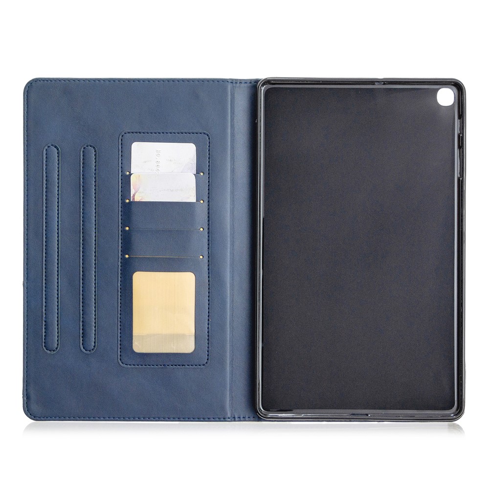 Motif Géométrique Couverture En Cuir À Puce Avec Des Fentes De Cartes Pour Samsung Galaxy Tab A 10,1 (2019) T510 - Bleu-4
