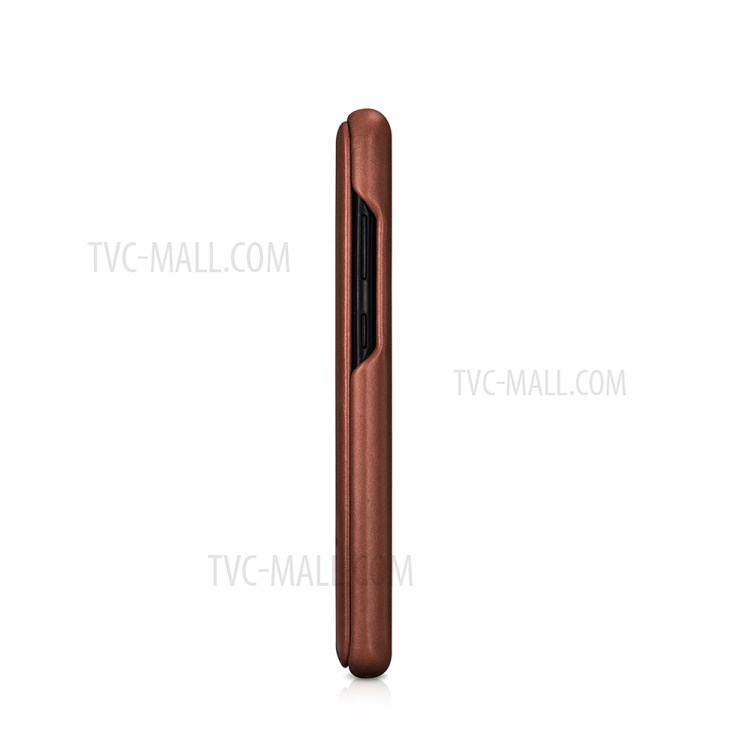 Icarer Curvado Borde Retro Shell Cuero Genuino Para La Galaxia S20 De Ultra - Marrón-3