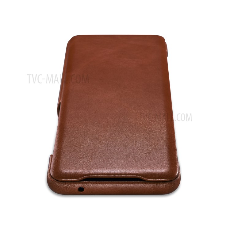 Icarer Curvado Borde Retro Shell Cuero Genuino Para La Galaxia S20 De Ultra - Marrón-7
