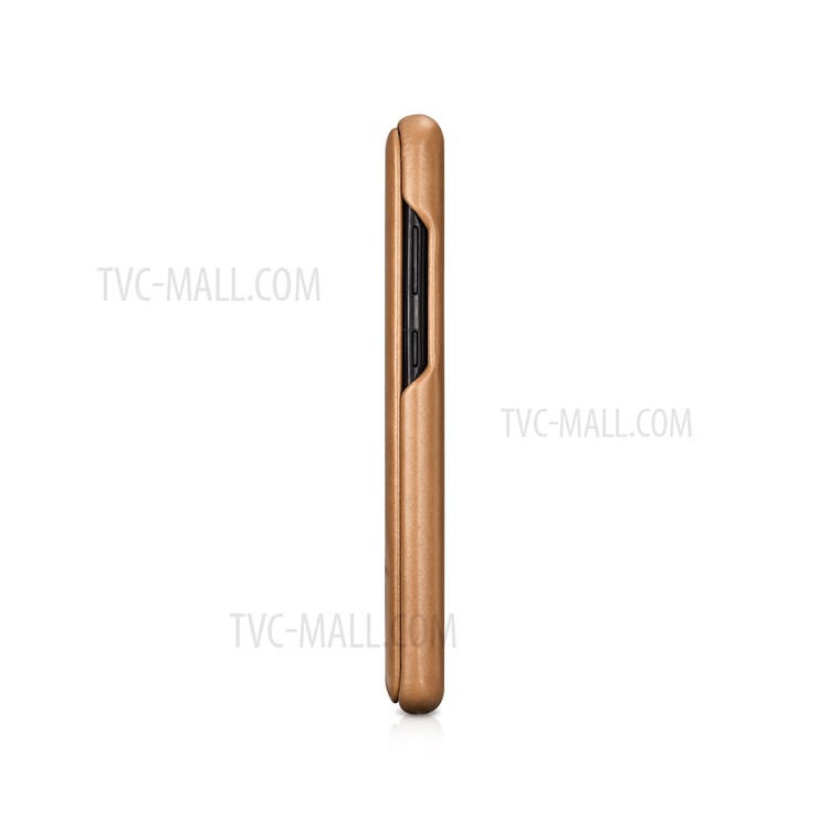 ICARER Curved Edge Retro Genuine Leather Shell for Samsung Galaxy S20 Ultra - Khaki-3