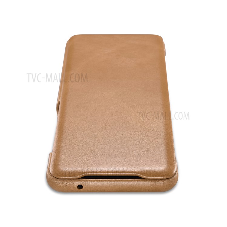 ICARER Curved Edge Retro Genuine Leather Shell for Samsung Galaxy S20 Ultra - Khaki-7
