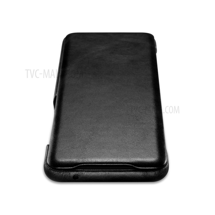 ICARER Curved Edge Genuine Leather Mobile Phone Shell for Samsung Galaxy S20 - Black-7