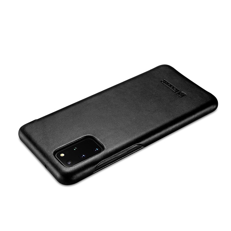 ICARER Curved Edge Vintage Genuine Leather Unique Cover for Samsung Galaxy S20 Plus - Black-5