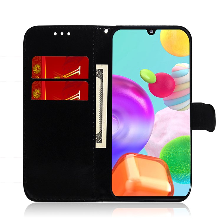 Flower Pattern Leather Stand Wallet Case for Samsung Galaxy A41 (Global Version) - Black-8