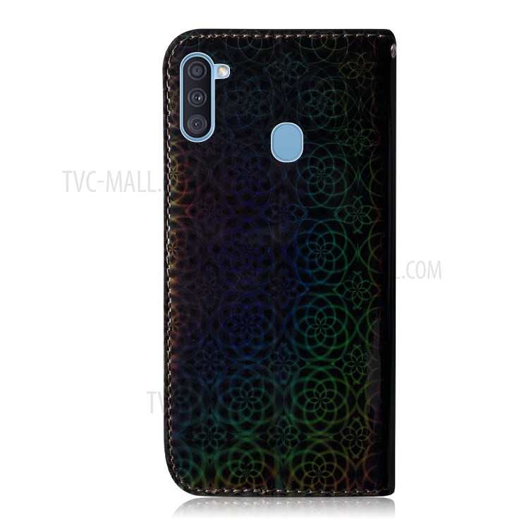 Flower Pattern Leather Stand Wallet Case for Samsung Galaxy A11 / M11 - Black-3