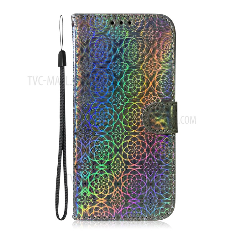 Flower Pattern Leather Stand Wallet Case for Samsung Galaxy A11 / M11 - Grey-2