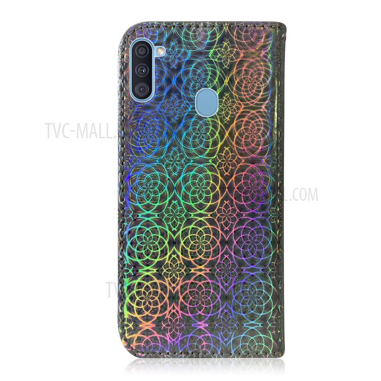 Flower Pattern Leather Stand Wallet Case for Samsung Galaxy A11 / M11 - Grey-3