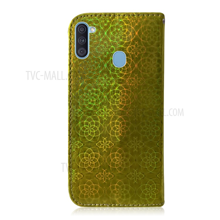 Flower Pattern Leather Stand Wallet Case for Samsung Galaxy A11 / M11 - Green-3