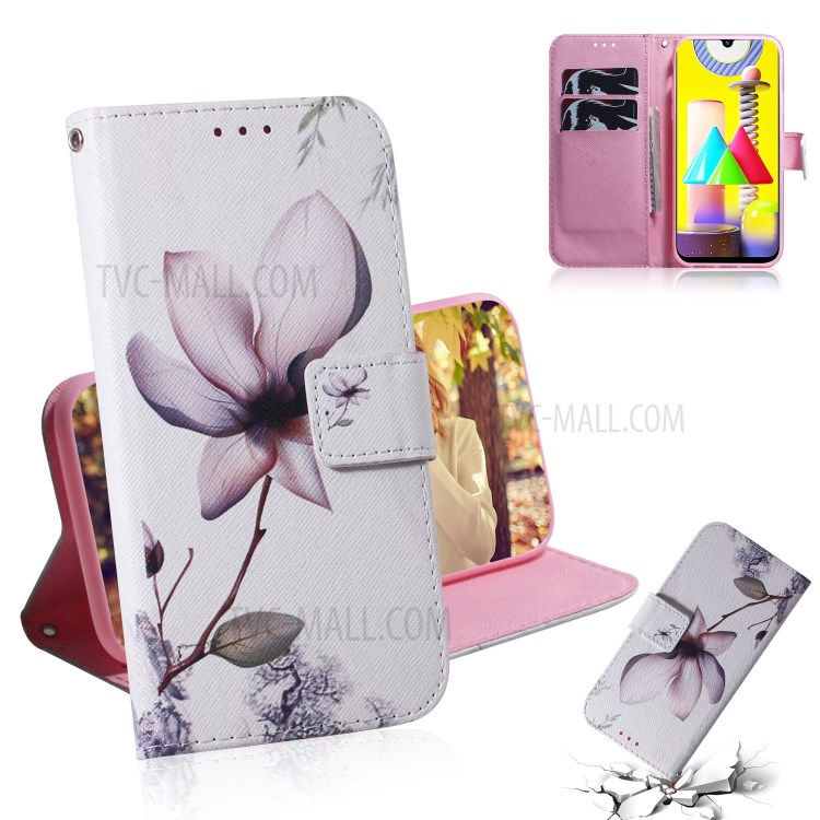 Pattern Printing Leather Wallet Case with Stand Phone Covering for Samsung Galaxy M31 - Beautiful Flowers-1