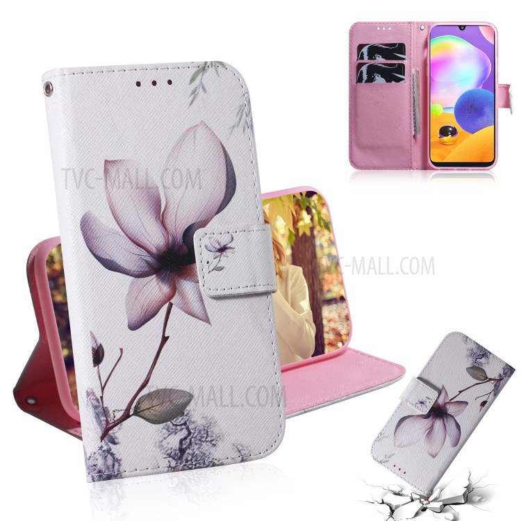 Pattern Printing Leather Wallet Case with Stand Protective Covering for Samsung Galaxy A31 - Beautiful Flowers-1