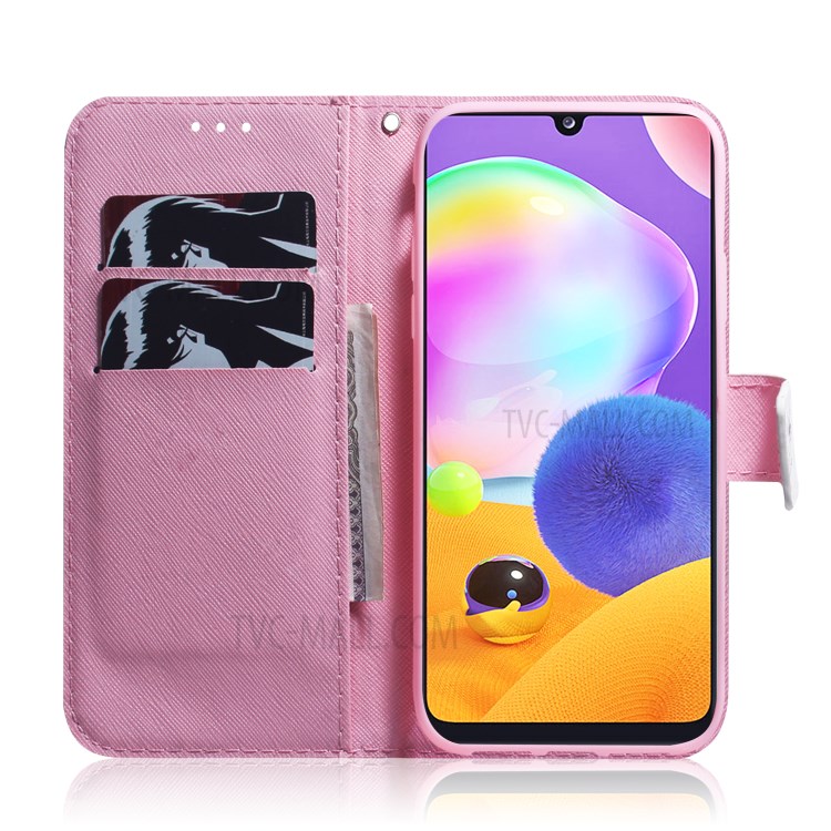 Pattern Printing Leather Wallet Case with Stand Protective Covering for Samsung Galaxy A31 - Beautiful Flowers-8