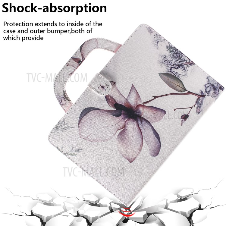 Portable Pattern Printing Wallet Flip Leather Tablet Casing for Samsung Galaxy Tab S6 Lite SM-P610/P615 - Flower-4