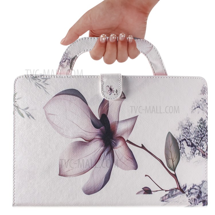 Portable Pattern Printing Wallet Flip Leather Tablet Casing for Samsung Galaxy Tab S6 Lite SM-P610/P615 - Flower-7