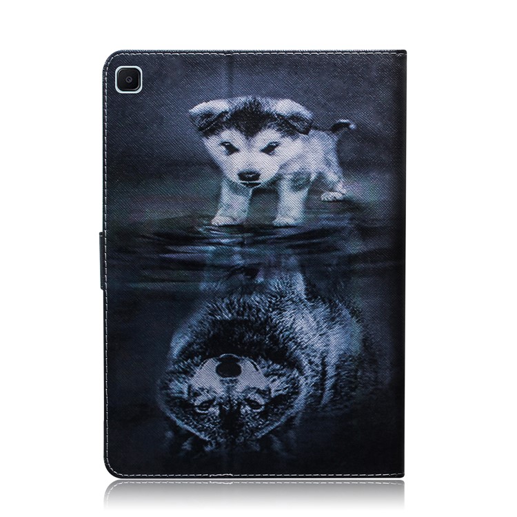 Pattern Printing Wallet Leather Tablet Cover for Samsung Galaxy Tab S6 Lite SM-P610/P615 - Dog and Wolf Reflection-3