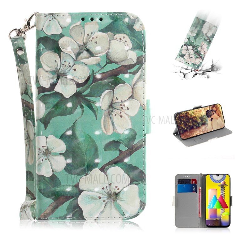 Pattern Printing Light Spot Decor Leather Phone Case Wallet for Samsung Galaxy M31 - Beautiful Flowers-1