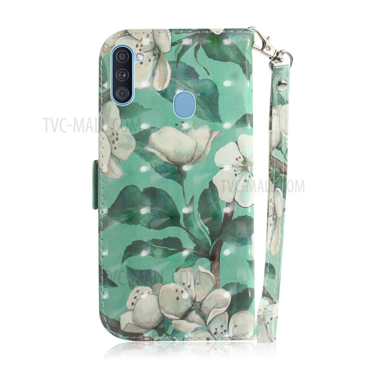 Pattern Printing Light Spot Decor Leather Wallet Case for Samsung Galaxy A11/M11 - Beautiful Flowers-3