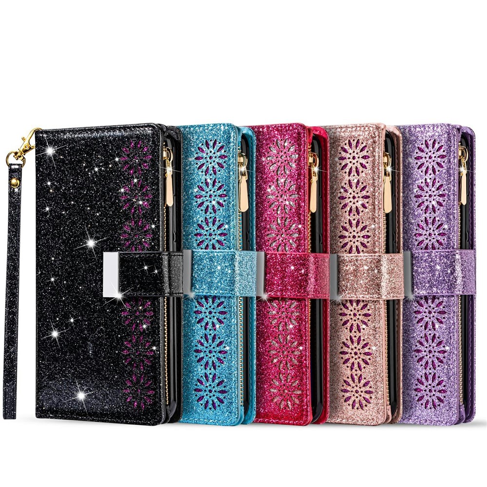 Glittery Starry Style Laser Carving Leather Case for Samsung Galaxy A51 SM-A515 - Black-13