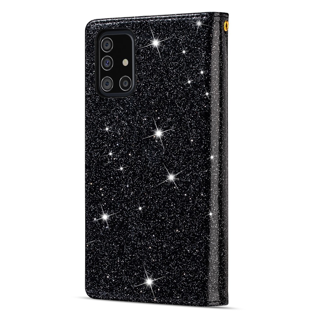 Glittery Starry Style Laser Carving Leather Case for Samsung Galaxy A51 SM-A515 - Black-2