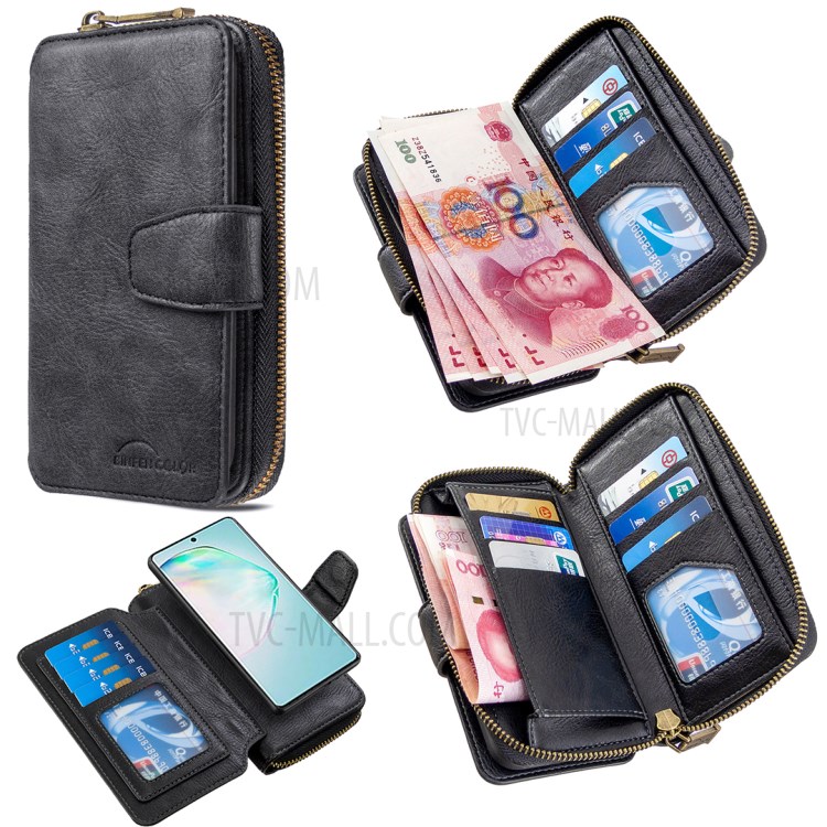 BF001 Leather Wallet Cover Anti-Gravity Phone Case for Samsung Galaxy A91/S10 Lite - Black-1