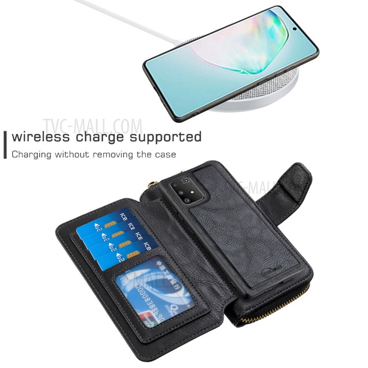 BF001 Leather Wallet Cover Anti-Gravity Phone Case for Samsung Galaxy A91/S10 Lite - Black-4