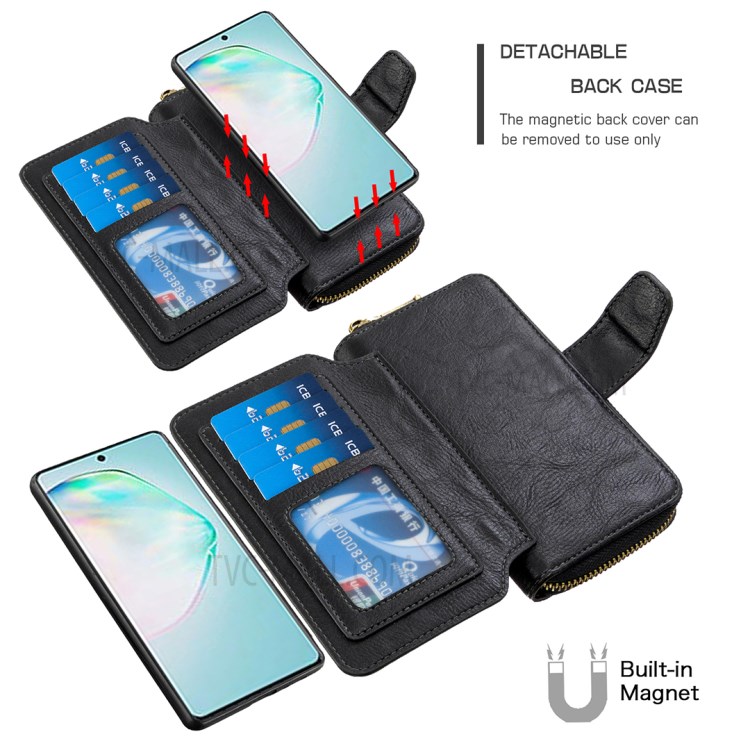 BF001 Leather Wallet Cover Anti-Gravity Phone Case for Samsung Galaxy A91/S10 Lite - Black-5