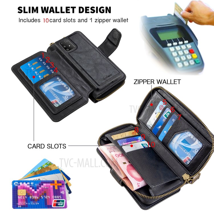 BF001 Leather Wallet Cover Anti-Gravity Phone Case for Samsung Galaxy A91/S10 Lite - Black-6