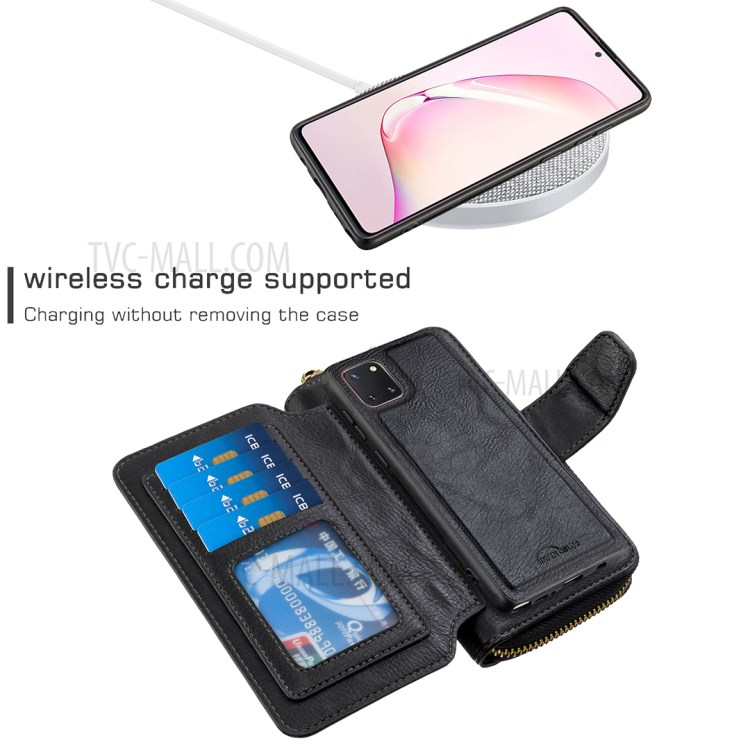 BF001 Leather Wallet Anti-Gravity Zip Phone Case for Samsung Galaxy A81/Note 10 Lite - Black-4