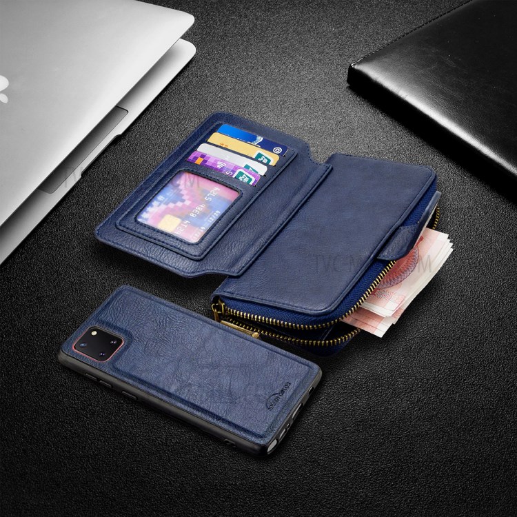 BF001 Leather Wallet Anti-Gravity Zip Phone Case for Samsung Galaxy A81/Note 10 Lite - Black-8