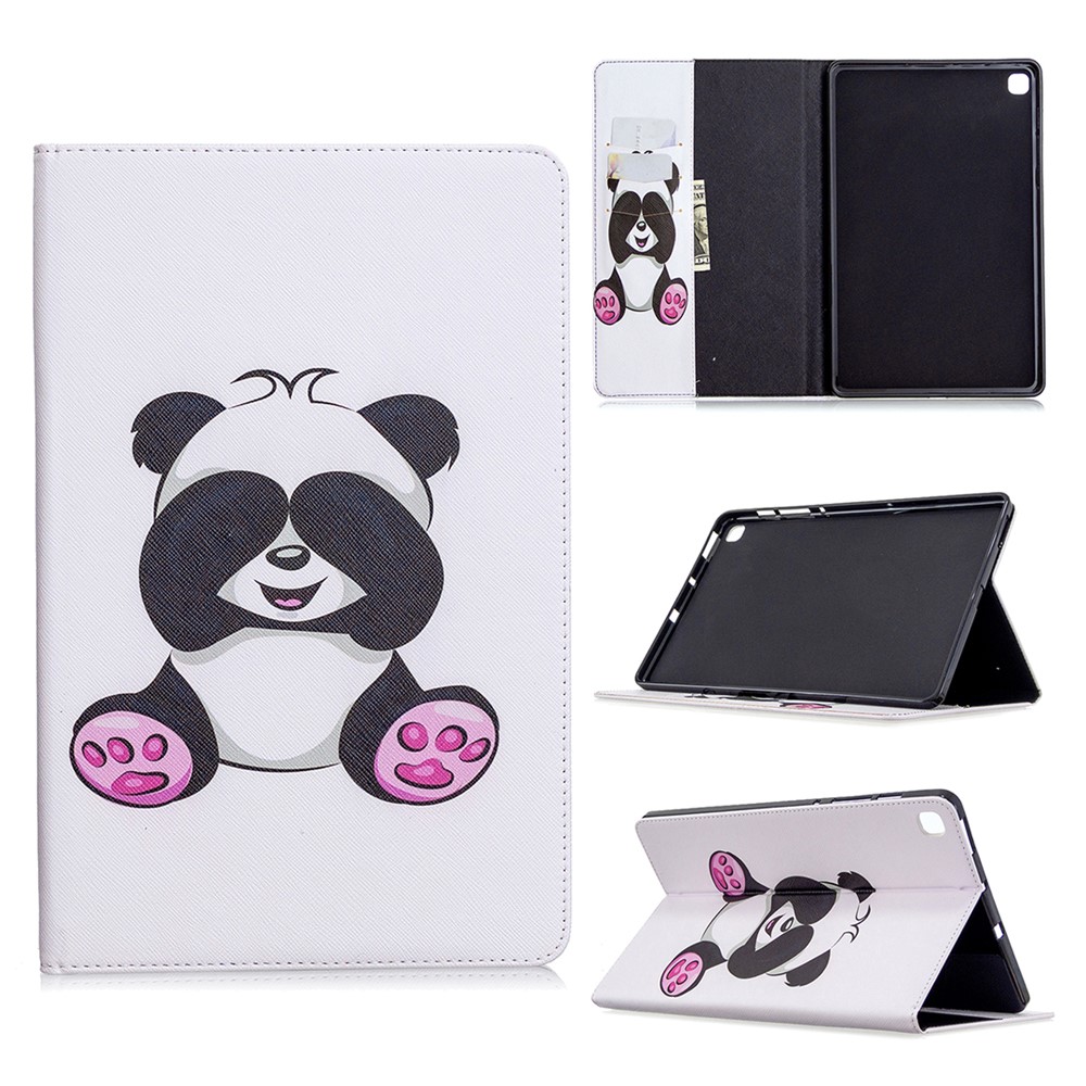 Pattern Printing Flip Leather Wallet Tablet Shell for Samsung Galaxy Tab S6 Lite SM-P610/P615 - Panda-1
