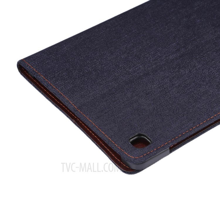 Calça Jeans Pano Estande Caso Guia De Couro Para O Galaxy Tab Samsung S6 Lite P610 / P615 - Preto-7