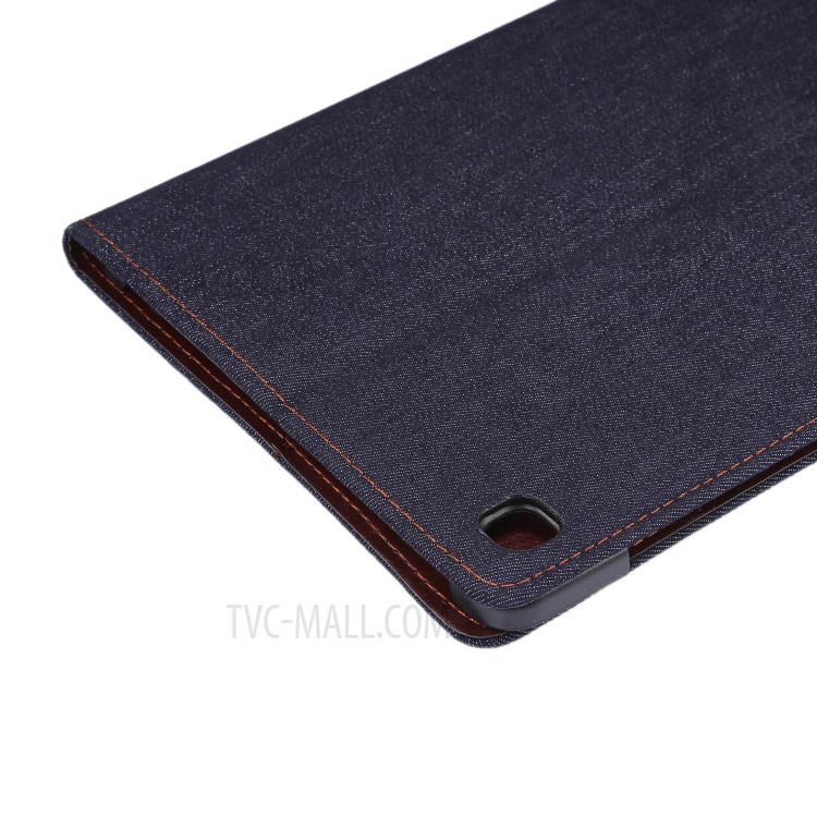 Jeans Cloth Stand Leather Tab Case for Samsung Galaxy Tab S6 Lite P610/P615 - Black-7