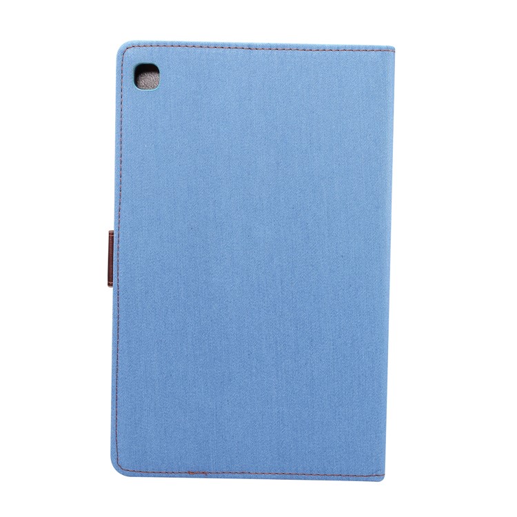 Jeans Cloth Stand Leather Tab Case for Samsung Galaxy Tab S6 Lite P610/P615 - Baby Blue-3