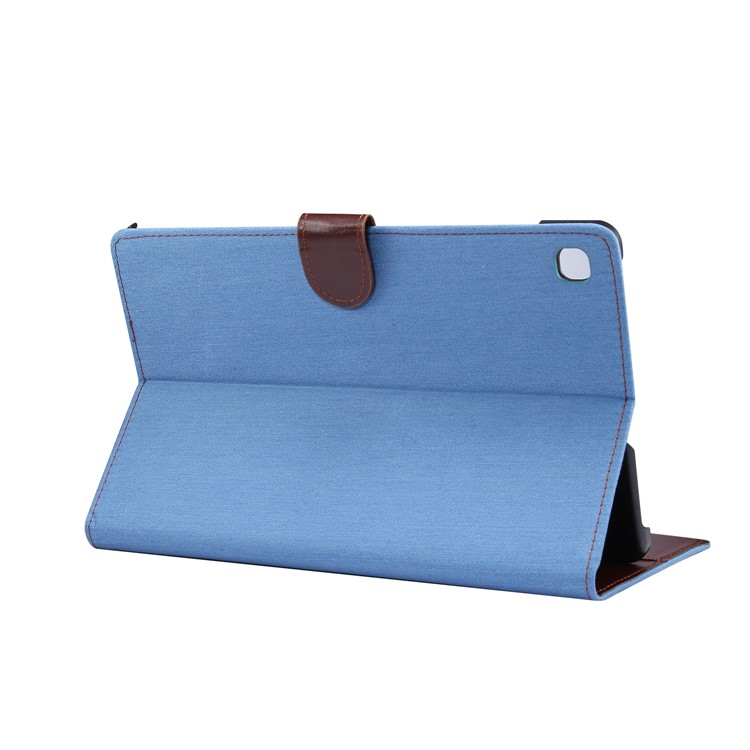 Jeans Cloth Stand Leather Tab Case for Samsung Galaxy Tab S6 Lite P610/P615 - Baby Blue-4