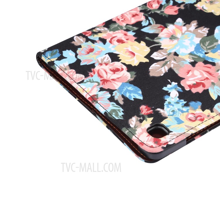 Blooming Flower Cloth Smart Leather Cover for Samsung Galaxy Tab S6 Lite P610/P615 - Black-7
