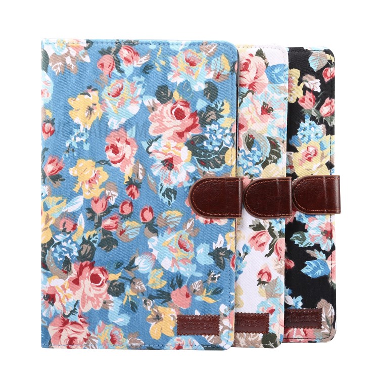 Blooming Flower Cloth Smart Leather Cover for Samsung Galaxy Tab S6 Lite P610/P615 - Black-8