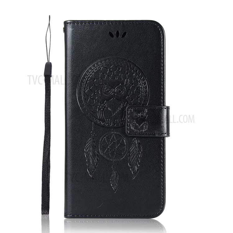 Imprinted Dream Catcher Owl Leather Wallet Case for Samsung Galaxy M31 - Black-2