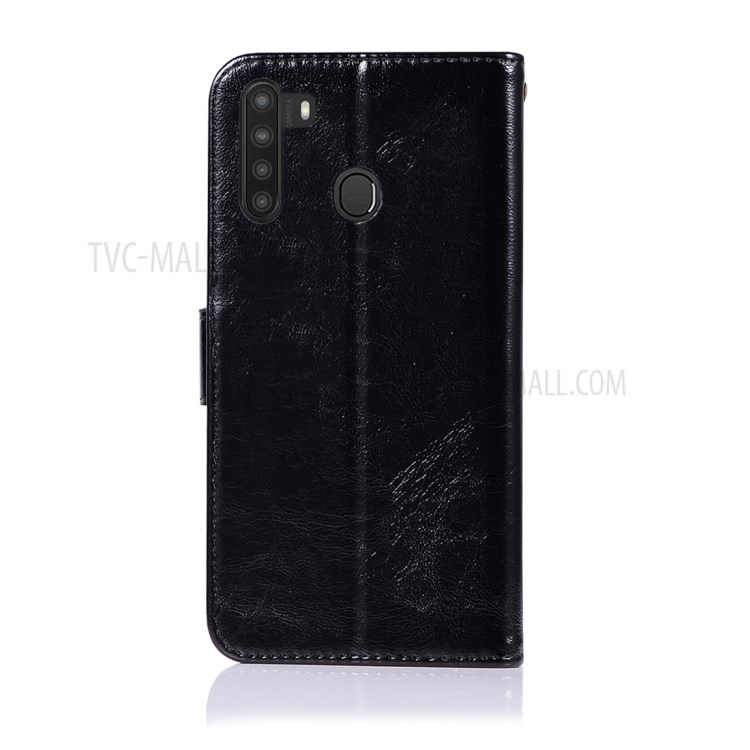 Premium Vintage Leather Wallet Case for Samsung Galaxy A21 - Black-8