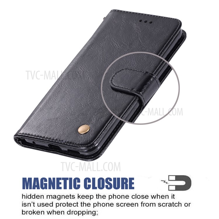 Premium Vintage Leather Wallet Case for Samsung Galaxy M31 - Black-4