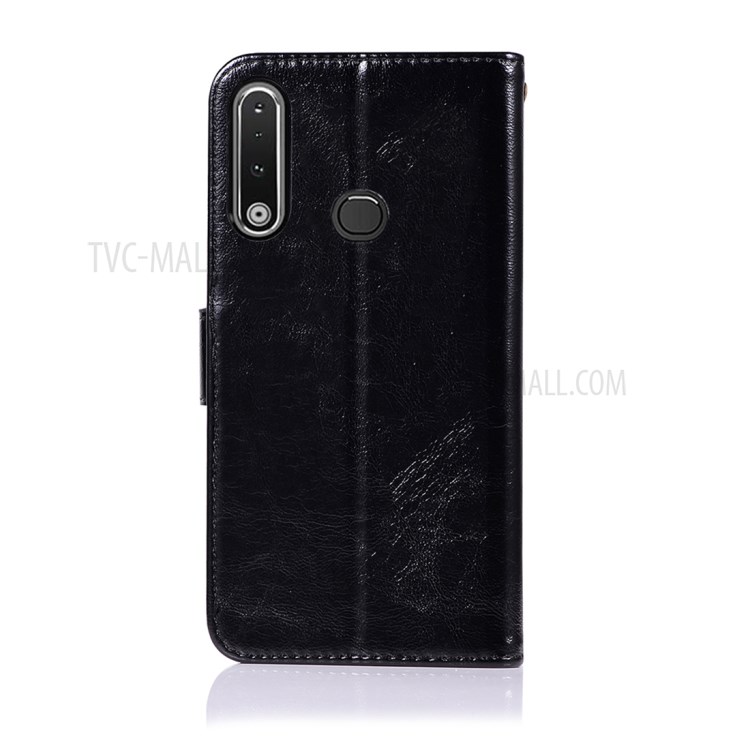 Vintage Premium PU Leather Wallet Stand Mobile Case for Samsung Galaxy A70e - Black-8