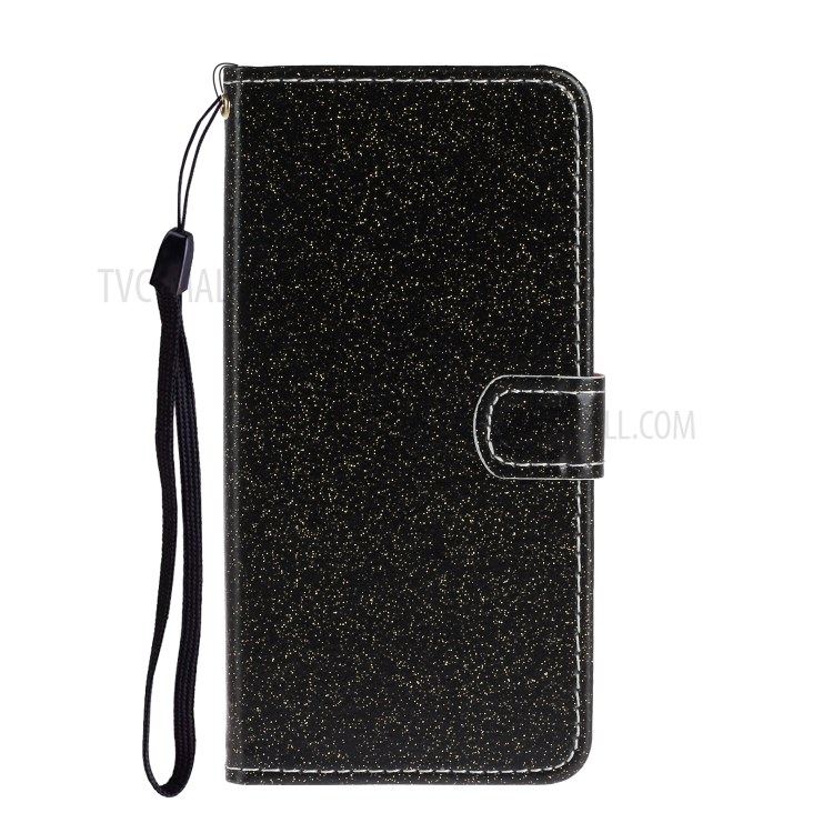 Flash Powder Leather Stand Shell for Samsung Galaxy A41 (Global Version) - Black-2