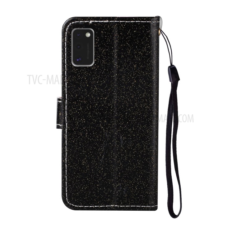 Flash Powder Leather Stand Shell for Samsung Galaxy A41 (Global Version) - Black-3