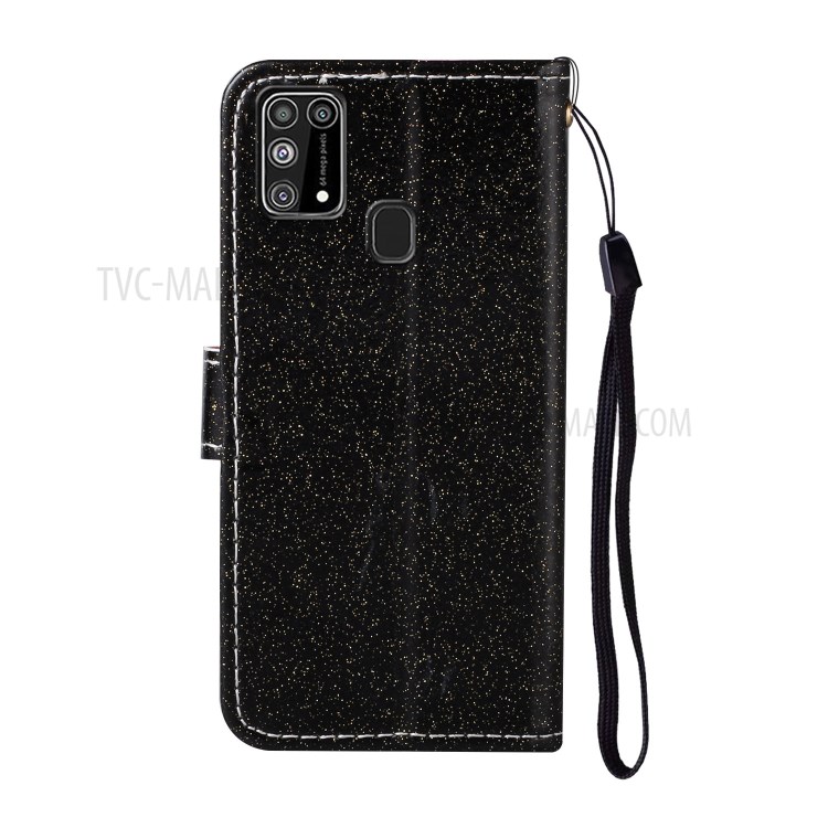 Flash Powder Leather Cover with Card Slots for Samsung Galaxy M31 - Black-3