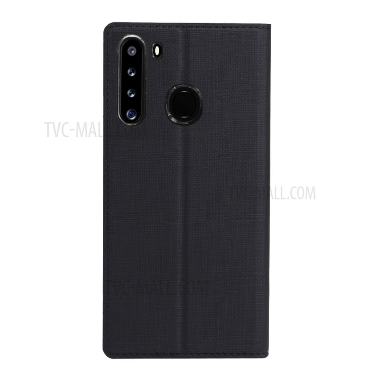 VILI DMX Cross Texture Leather Stand Shell Case for Samsung Galaxy A21 - Black-4