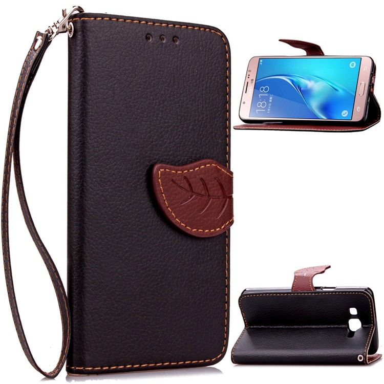 

Leaf Shape Magnetic Flap Leather Wallet Case for Samsung Galaxy J5 (2016) - Black