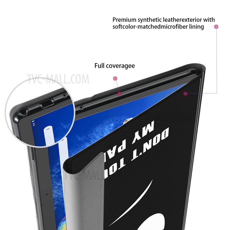 Pattern Printing Smart Leather Shell with Pen Slot for Samsung Galaxy Tab S6 Lite - Don't Touch My Pad-4